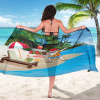 Antigua And Barbuda Christmas Sarong Magnificent Frigatebird Dabbing Santa - Wonder Print Shop