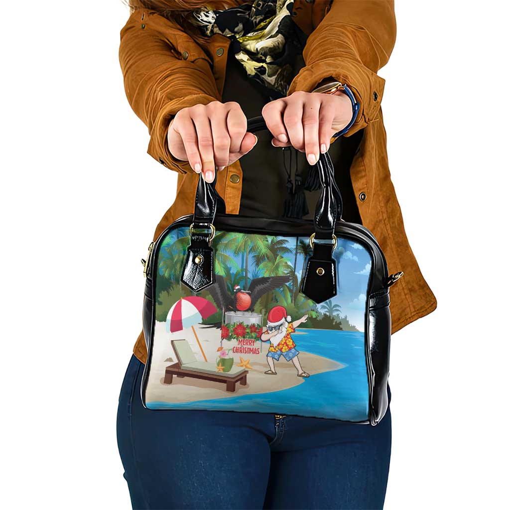 Antigua And Barbuda Christmas Shoulder Handbag Magnificent Frigatebird Dabbing Santa - Wonder Print Shop