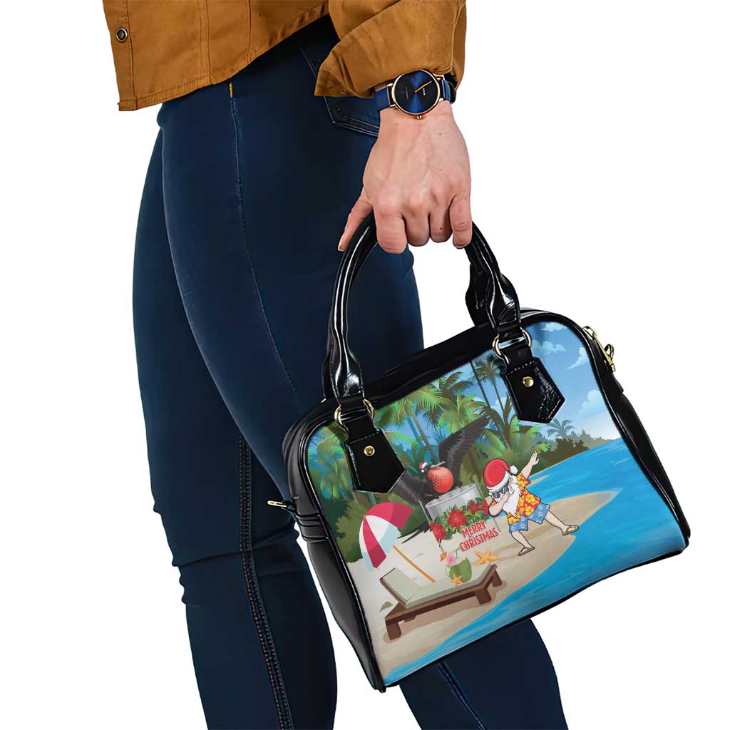 Antigua And Barbuda Christmas Shoulder Handbag Magnificent Frigatebird Dabbing Santa - Wonder Print Shop