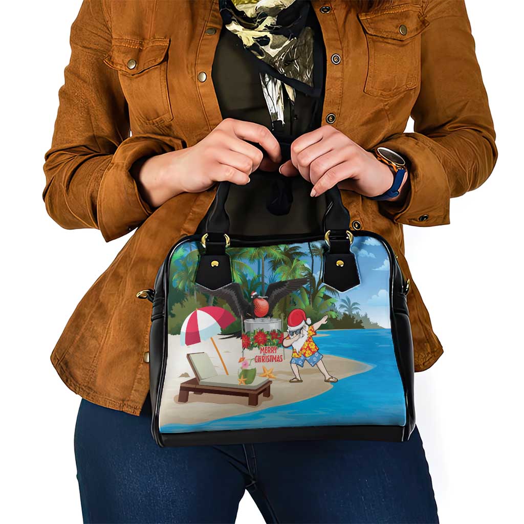 Antigua And Barbuda Christmas Shoulder Handbag Magnificent Frigatebird Dabbing Santa - Wonder Print Shop