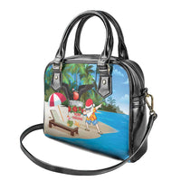 Antigua And Barbuda Christmas Shoulder Handbag Magnificent Frigatebird Dabbing Santa - Wonder Print Shop