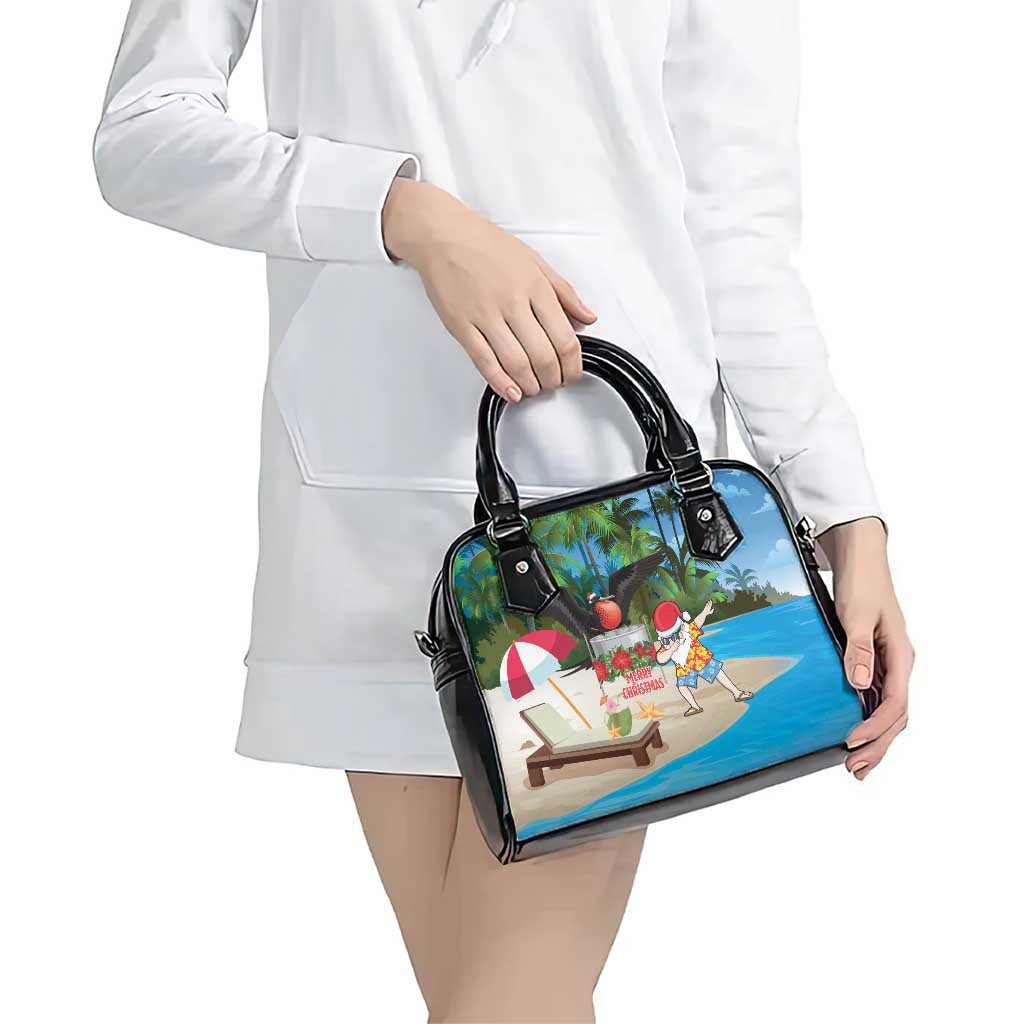 Antigua And Barbuda Christmas Shoulder Handbag Magnificent Frigatebird Dabbing Santa - Wonder Print Shop