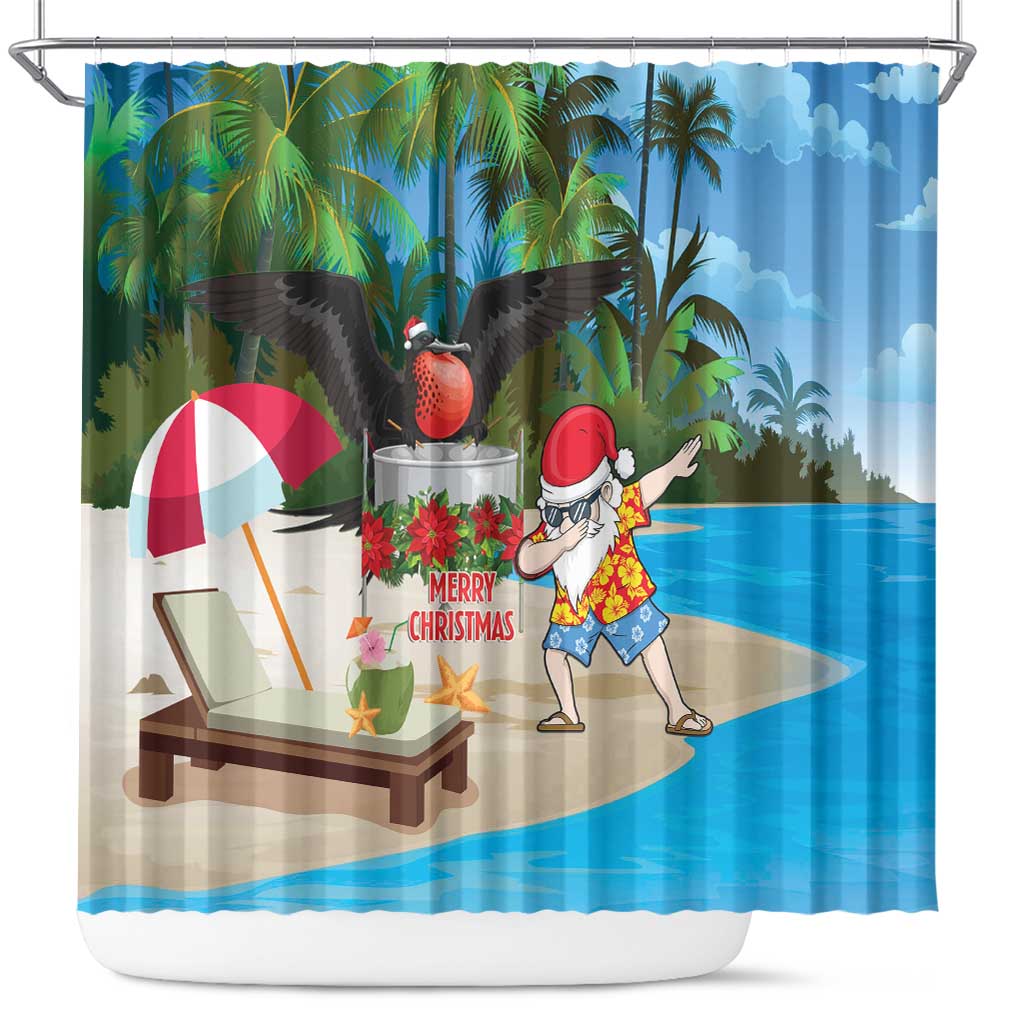 Antigua And Barbuda Christmas Shower Curtain Magnificent Frigatebird Dabbing Santa - Wonder Print Shop