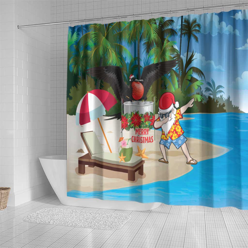 Antigua And Barbuda Christmas Shower Curtain Magnificent Frigatebird Dabbing Santa - Wonder Print Shop