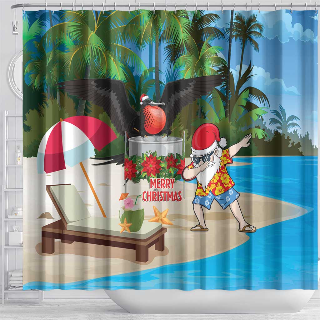 Antigua And Barbuda Christmas Shower Curtain Magnificent Frigatebird Dabbing Santa - Wonder Print Shop