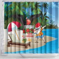 Antigua And Barbuda Christmas Shower Curtain Magnificent Frigatebird Dabbing Santa - Wonder Print Shop