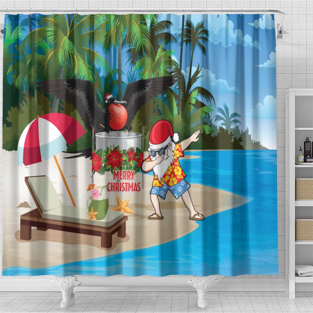 Antigua And Barbuda Christmas Shower Curtain Magnificent Frigatebird Dabbing Santa - Wonder Print Shop