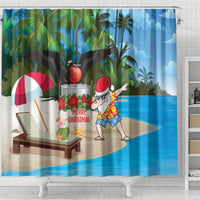 Antigua And Barbuda Christmas Shower Curtain Magnificent Frigatebird Dabbing Santa - Wonder Print Shop
