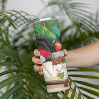 Antigua And Barbuda Christmas Skinny Tumbler Magnificent Frigatebird Dabbing Santa - Wonder Print Shop