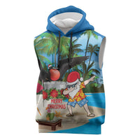 Antigua And Barbuda Christmas Sleeveless Hoodie Magnificent Frigatebird Dabbing Santa - Wonder Print Shop