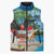 Antigua And Barbuda Christmas Sleeveless Puffer Jacket Magnificent Frigatebird Dabbing Santa - Wonder Print Shop