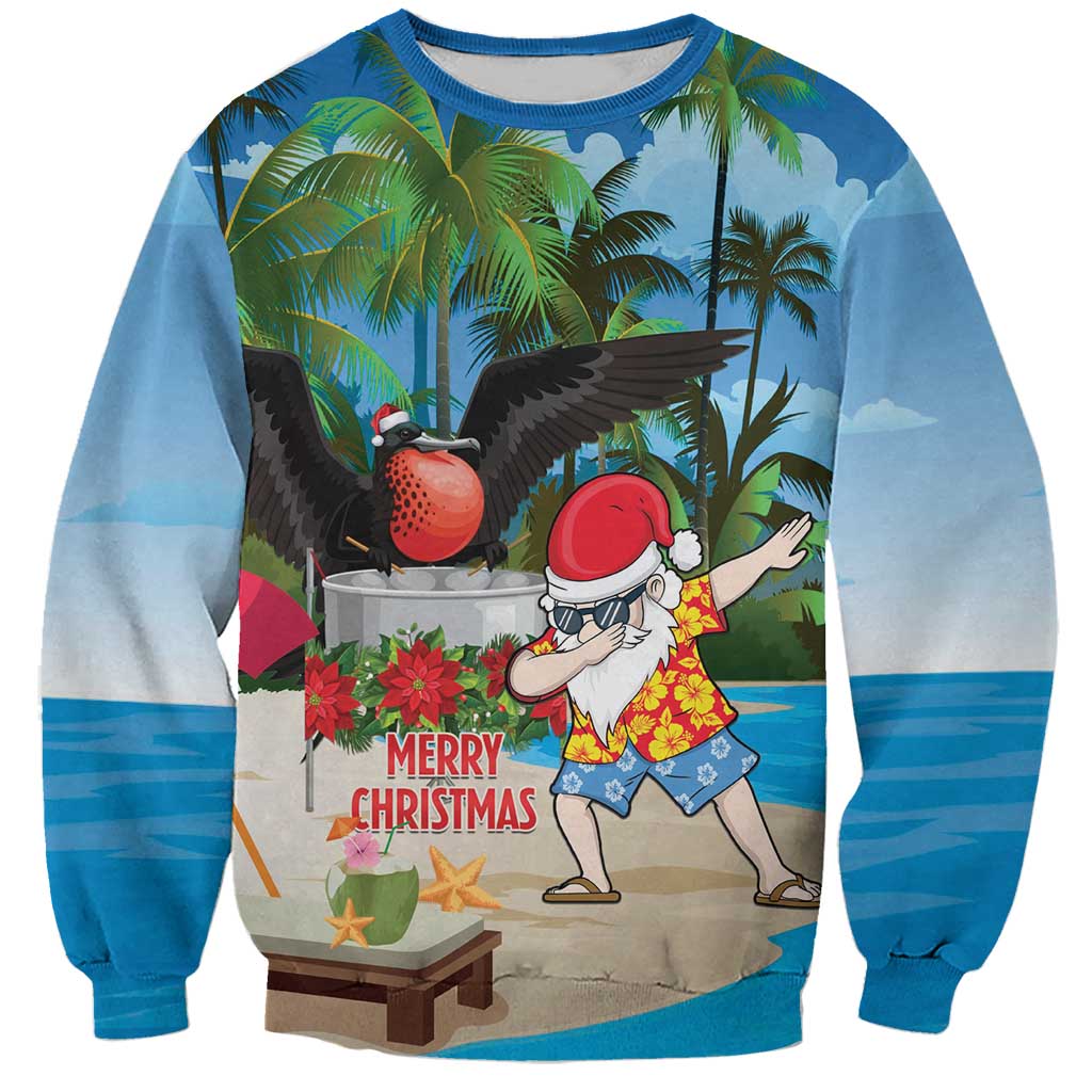 Antigua And Barbuda Christmas Sweatshirt Magnificent Frigatebird Dabbing Santa - Wonder Print Shop