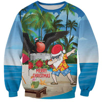 Antigua And Barbuda Christmas Sweatshirt Magnificent Frigatebird Dabbing Santa - Wonder Print Shop