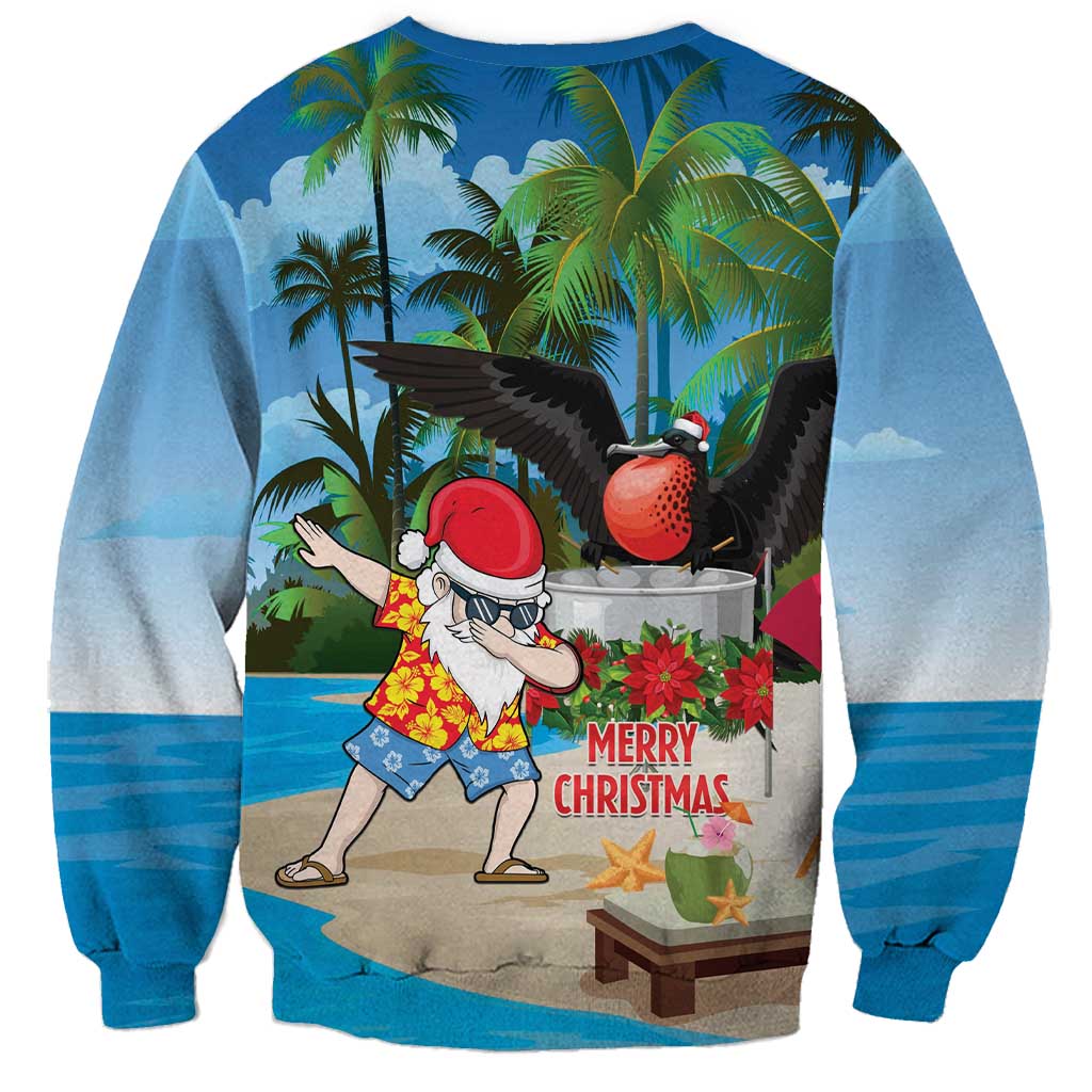 Antigua And Barbuda Christmas Sweatshirt Magnificent Frigatebird Dabbing Santa - Wonder Print Shop