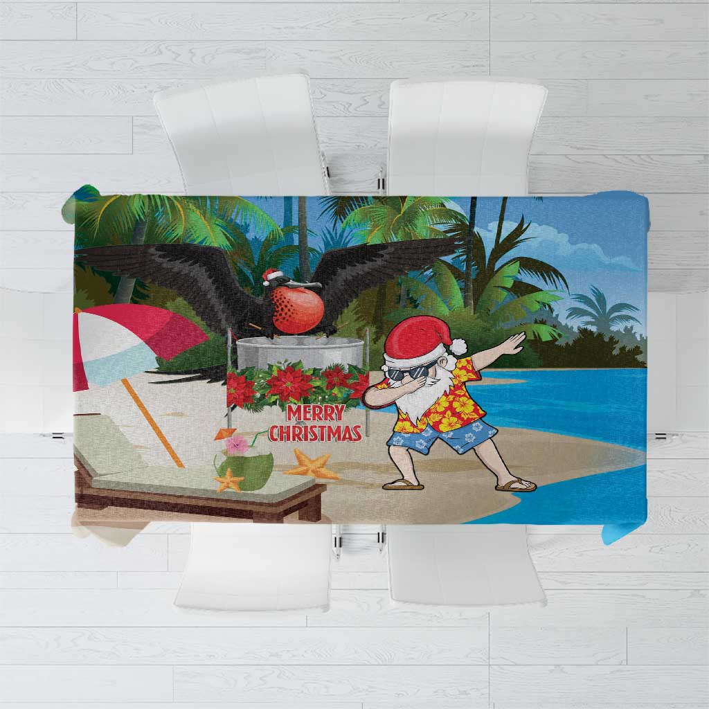 Antigua And Barbuda Christmas Tablecloth Magnificent Frigatebird Dabbing Santa - Wonder Print Shop