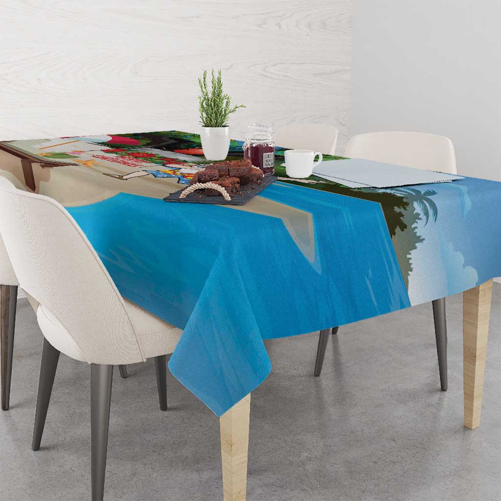 Antigua And Barbuda Christmas Tablecloth Magnificent Frigatebird Dabbing Santa - Wonder Print Shop