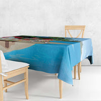 Antigua And Barbuda Christmas Tablecloth Magnificent Frigatebird Dabbing Santa - Wonder Print Shop