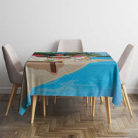 Antigua And Barbuda Christmas Tablecloth Magnificent Frigatebird Dabbing Santa - Wonder Print Shop