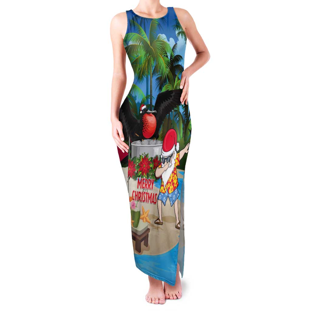 Antigua And Barbuda Christmas Tank Maxi Dress Magnificent Frigatebird Dabbing Santa - Wonder Print Shop