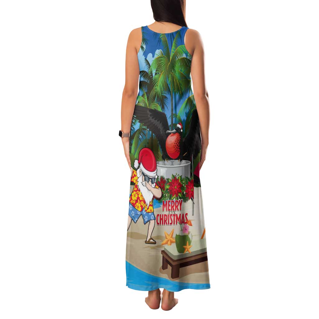 Antigua And Barbuda Christmas Tank Maxi Dress Magnificent Frigatebird Dabbing Santa - Wonder Print Shop