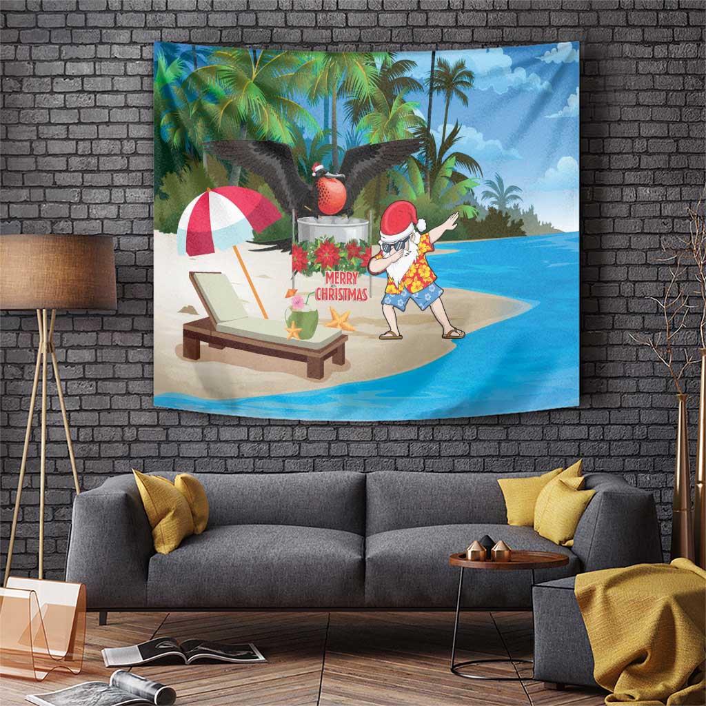 Antigua And Barbuda Christmas Tapestry Magnificent Frigatebird Dabbing Santa - Wonder Print Shop