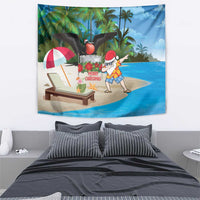 Antigua And Barbuda Christmas Tapestry Magnificent Frigatebird Dabbing Santa - Wonder Print Shop