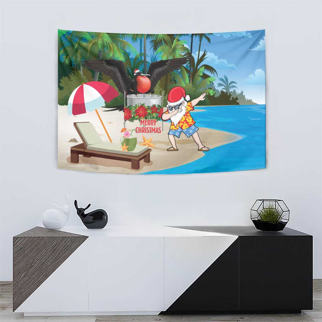 Antigua And Barbuda Christmas Tapestry Magnificent Frigatebird Dabbing Santa - Wonder Print Shop
