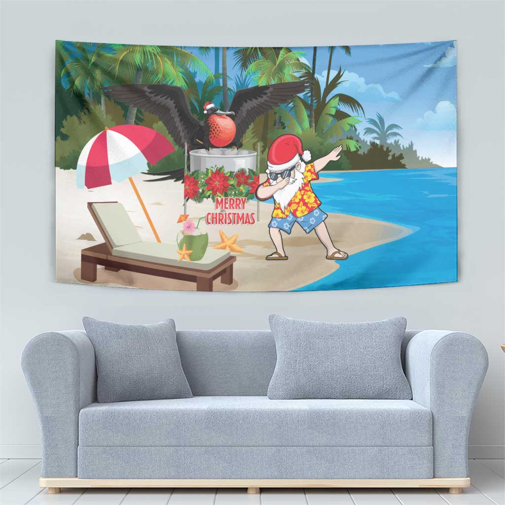 Antigua And Barbuda Christmas Tapestry Magnificent Frigatebird Dabbing Santa - Wonder Print Shop