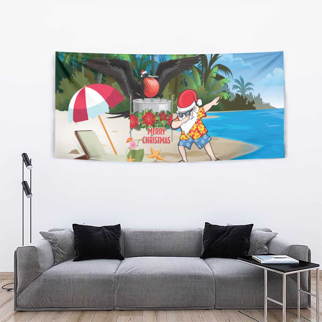 Antigua And Barbuda Christmas Tapestry Magnificent Frigatebird Dabbing Santa - Wonder Print Shop