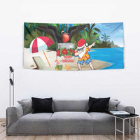 Antigua And Barbuda Christmas Tapestry Magnificent Frigatebird Dabbing Santa - Wonder Print Shop