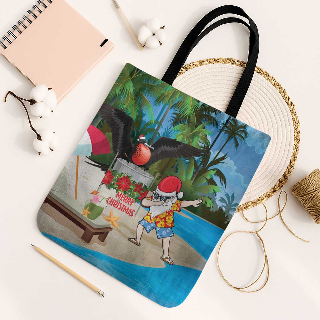 Antigua And Barbuda Christmas Tote Bag Magnificent Frigatebird Dabbing Santa - Wonder Print Shop