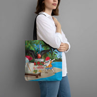 Antigua And Barbuda Christmas Tote Bag Magnificent Frigatebird Dabbing Santa - Wonder Print Shop