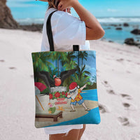 Antigua And Barbuda Christmas Tote Bag Magnificent Frigatebird Dabbing Santa - Wonder Print Shop