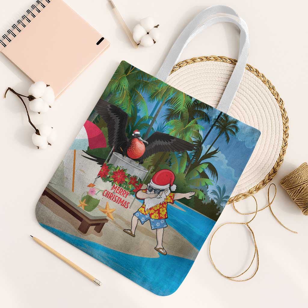 Antigua And Barbuda Christmas Tote Bag Magnificent Frigatebird Dabbing Santa - Wonder Print Shop