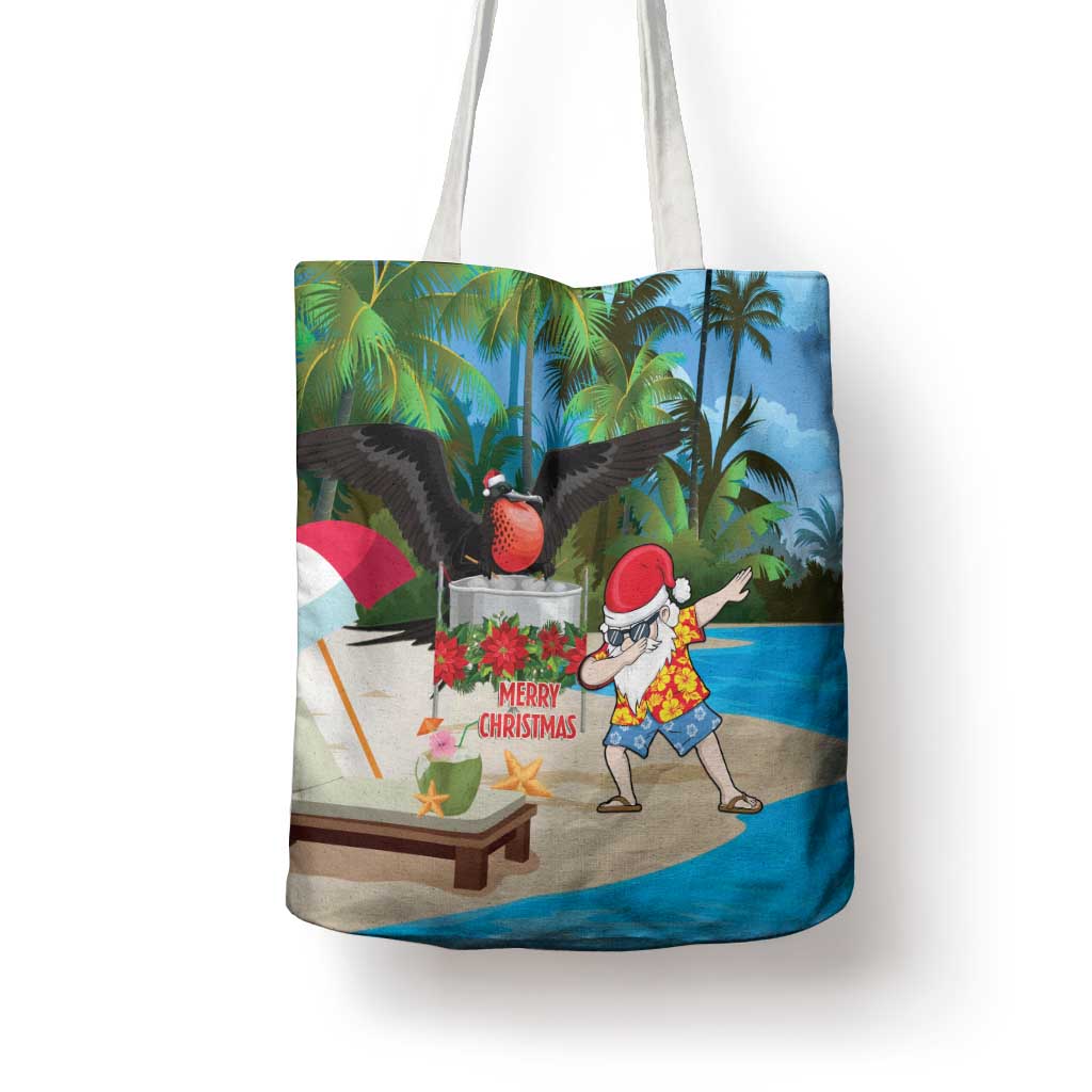 Antigua And Barbuda Christmas Tote Bag Magnificent Frigatebird Dabbing Santa - Wonder Print Shop