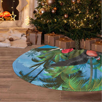Antigua And Barbuda Christmas Tree Skirt Magnificent Frigatebird Dabbing Santa - Wonder Print Shop