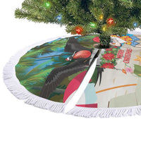 Antigua And Barbuda Christmas Tree Skirt Magnificent Frigatebird Dabbing Santa - Wonder Print Shop