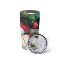 Antigua And Barbuda Christmas Tumbler Cup Magnificent Frigatebird Dabbing Santa - Wonder Print Shop