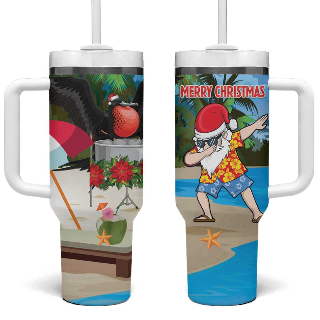 Antigua And Barbuda Christmas Tumbler With Handle Magnificent Frigatebird Dabbing Santa - Wonder Print Shop