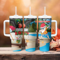 Antigua And Barbuda Christmas Tumbler With Handle Magnificent Frigatebird Dabbing Santa - Wonder Print Shop