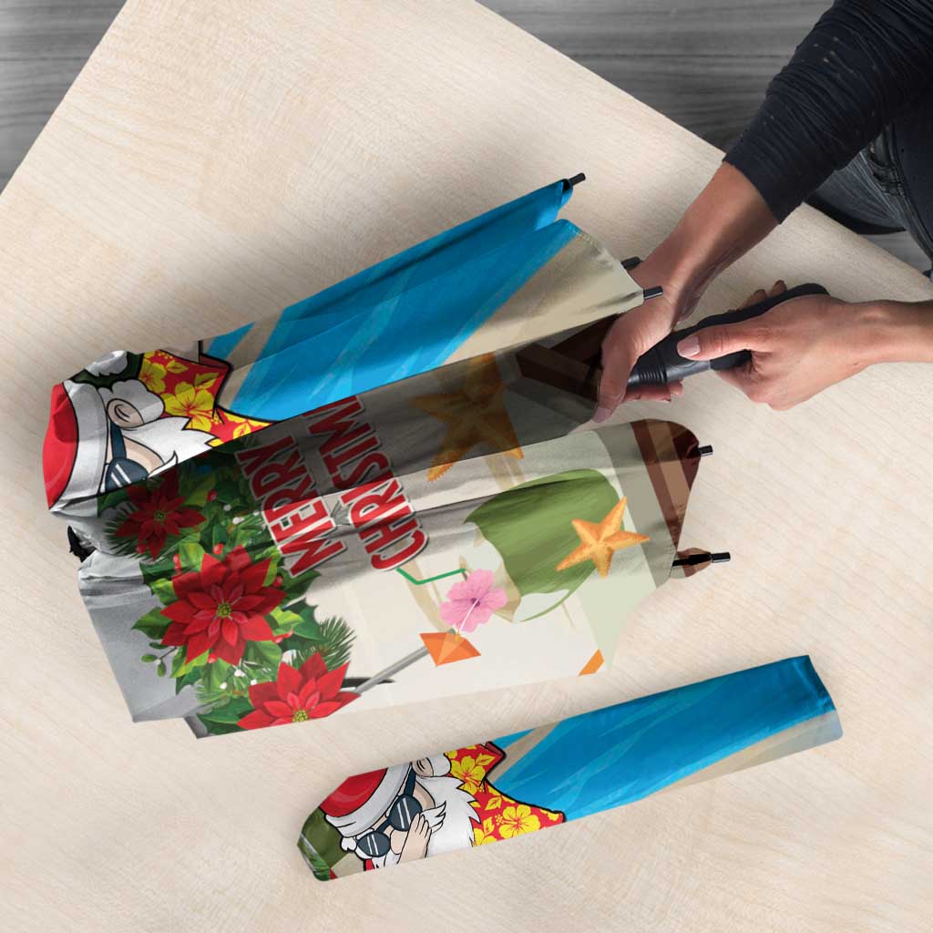 Antigua And Barbuda Christmas Umbrella Magnificent Frigatebird Dabbing Santa - Wonder Print Shop