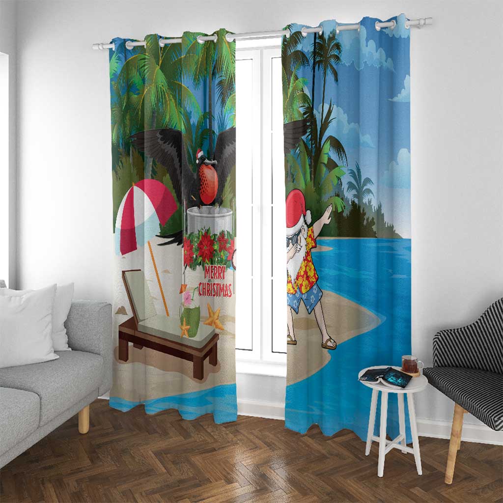 Antigua And Barbuda Christmas Window Curtain Magnificent Frigatebird Dabbing Santa - Wonder Print Shop