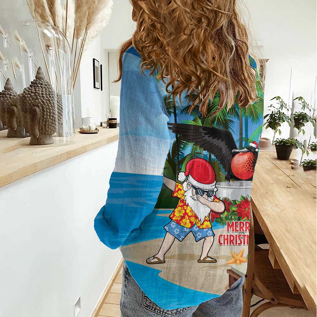 Antigua And Barbuda Christmas Women Casual Shirt Magnificent Frigatebird Dabbing Santa - Wonder Print Shop