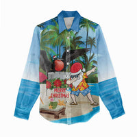 Antigua And Barbuda Christmas Women Casual Shirt Magnificent Frigatebird Dabbing Santa - Wonder Print Shop