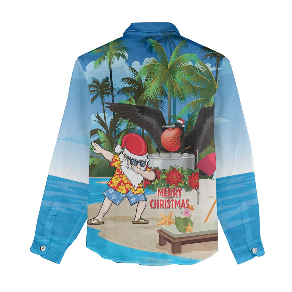 Antigua And Barbuda Christmas Women Casual Shirt Magnificent Frigatebird Dabbing Santa - Wonder Print Shop