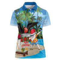 Antigua And Barbuda Christmas Women Polo Shirt Magnificent Frigatebird Dabbing Santa - Wonder Print Shop