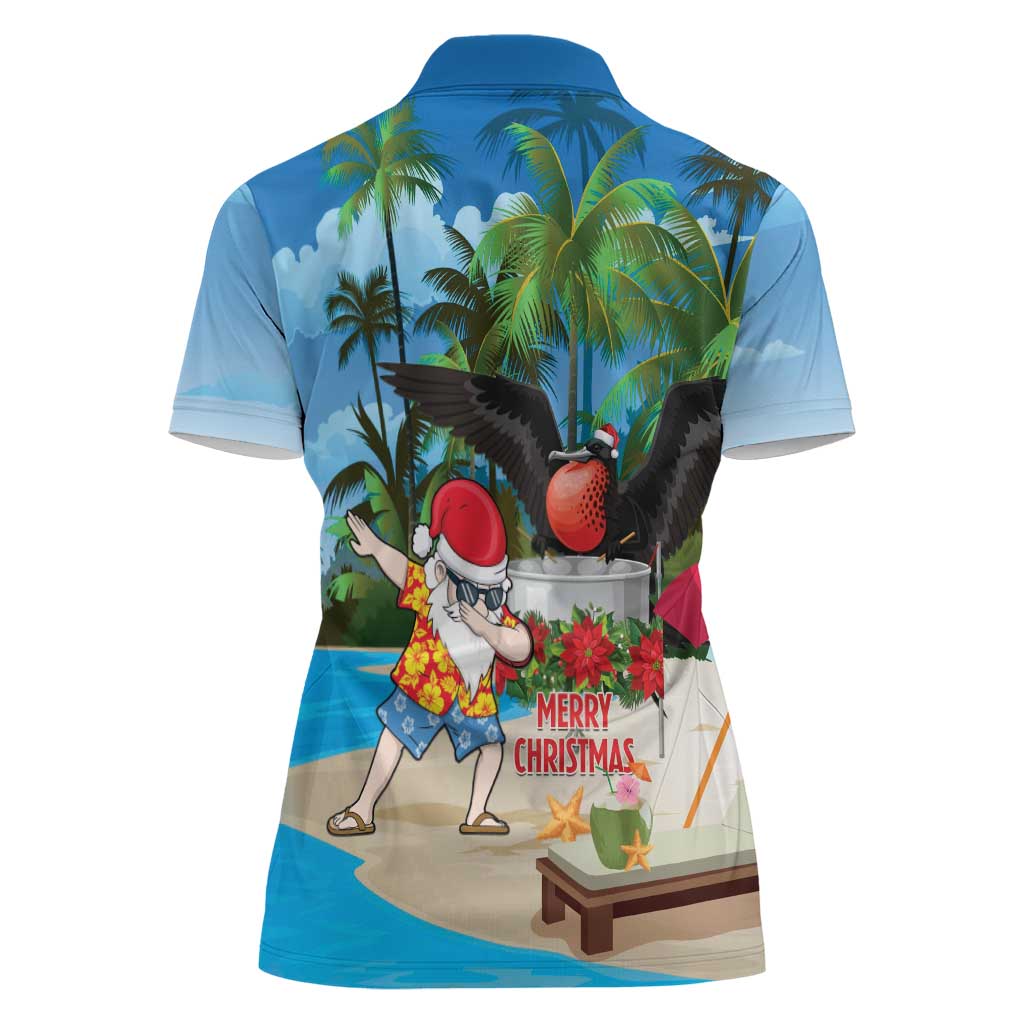 Antigua And Barbuda Christmas Women Polo Shirt Magnificent Frigatebird Dabbing Santa - Wonder Print Shop