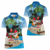 Antigua And Barbuda Christmas Women Polo Shirt Magnificent Frigatebird Dabbing Santa - Wonder Print Shop