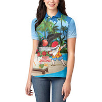 Antigua And Barbuda Christmas Women Polo Shirt Magnificent Frigatebird Dabbing Santa - Wonder Print Shop