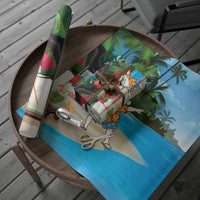 Antigua And Barbuda Christmas Wrapping Paper Magnificent Frigatebird Dabbing Santa - Wonder Print Shop